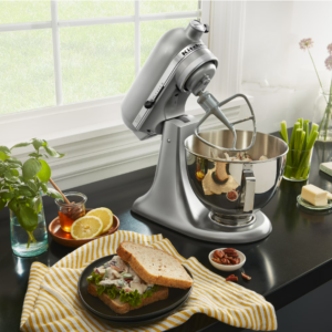 KitchenAid Deluxe Series 4.5 Quart Tilt-Head Stand Mixer with Stainless Bowl, Contour Silver, KSM97CU