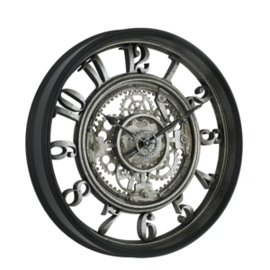 Better Homes & Gardens 20\" Indoor Rustic Metal Arabic Moving Gear Analog Wall Clock