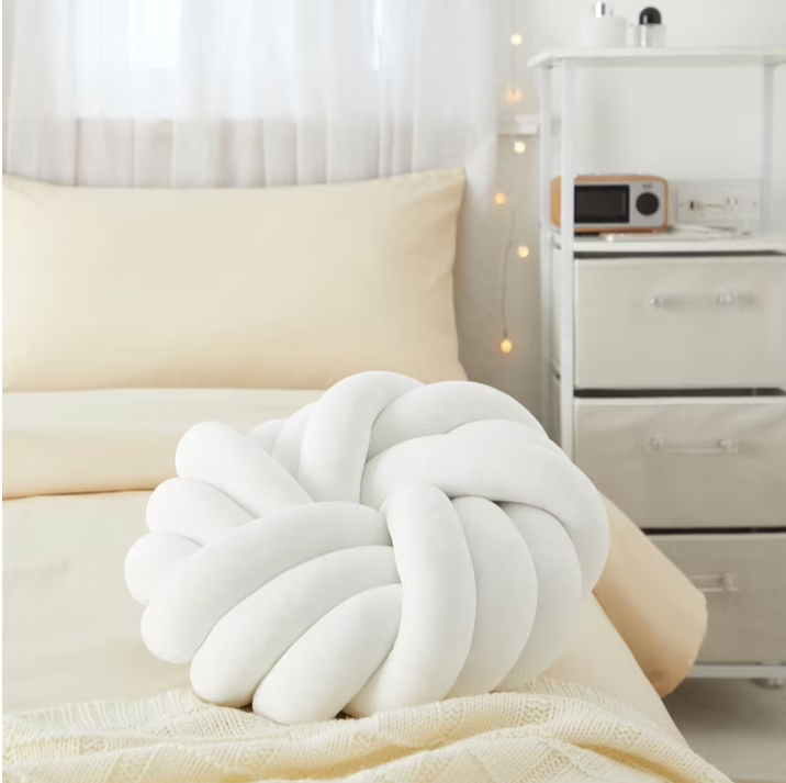 Home Decor Collection Stylehouse 14" x 14" White Mila Knot Decorative Pillow